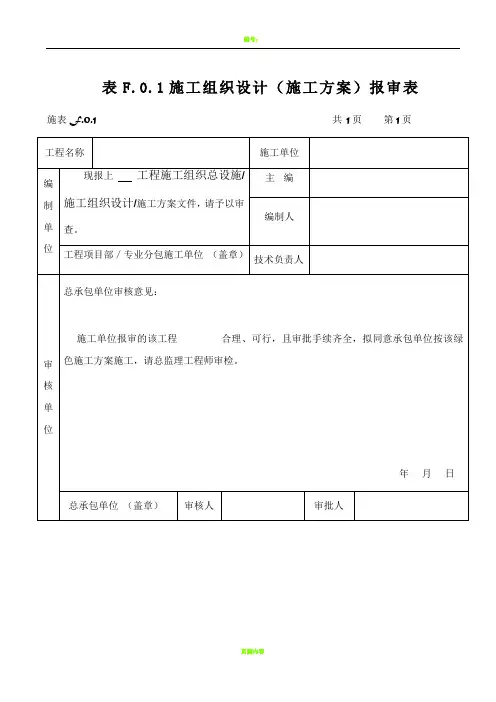 施工方案报审表范本模板
