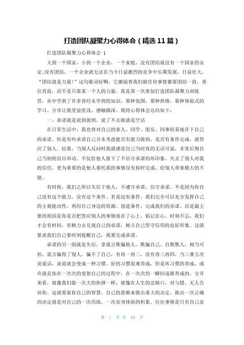 打造团队凝聚力心得体会(精选11篇)