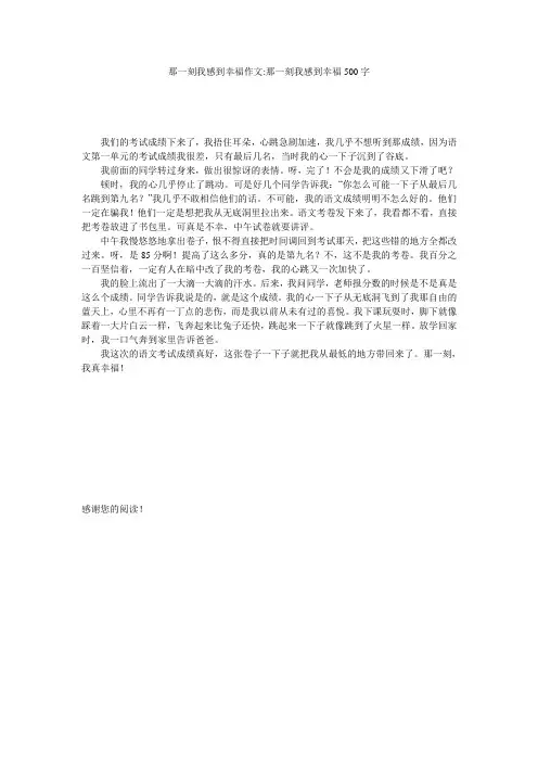 那一刻我感到幸福作文-那一刻我感到幸福500字