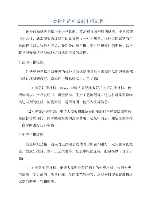三类体外诊断试剂申报流程