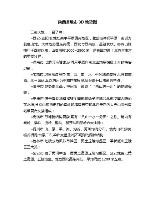 陕西各地市3D地势图