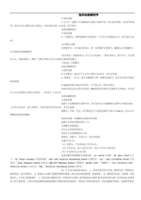 冠状动脉解剖学