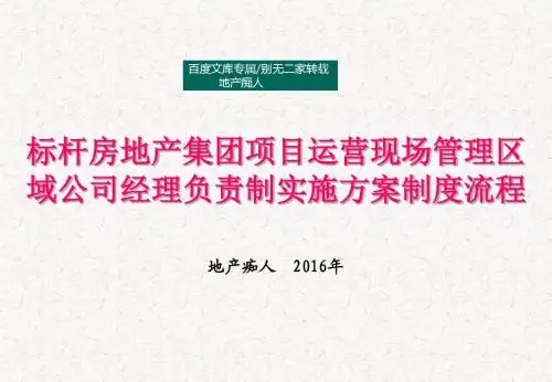 [专业定制]2016年标杆房地产集团项目运营现场管理区域公司经理负责制实施方案制度流程