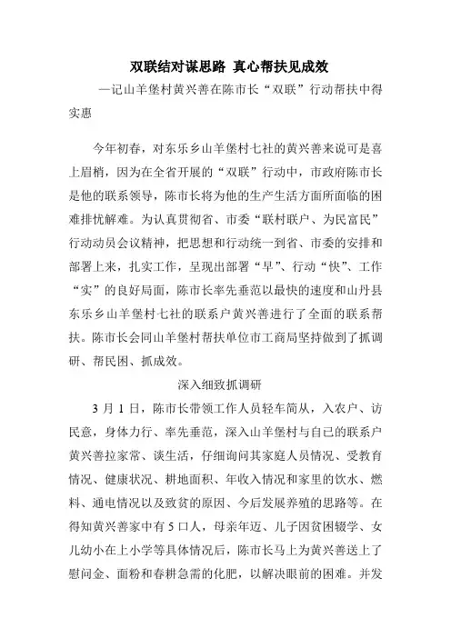 “联村联户、为民富民”行动个人帮扶典型材料