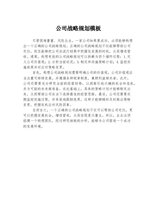 公司战略规划模板