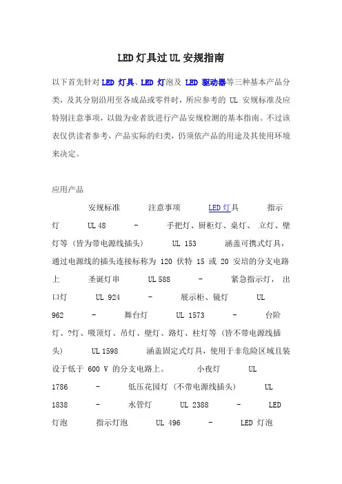 LED灯具过UL安规指南