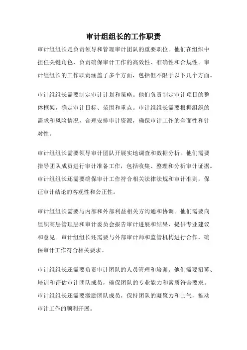 审计组组长的工作职责