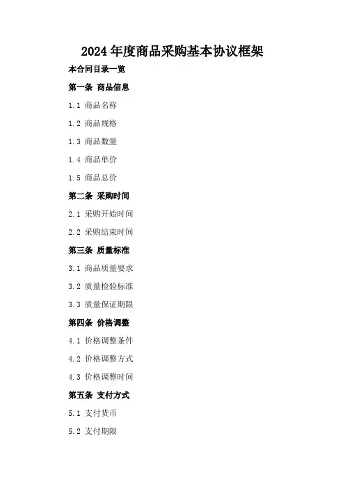 2024年度商品采购基本协议框架