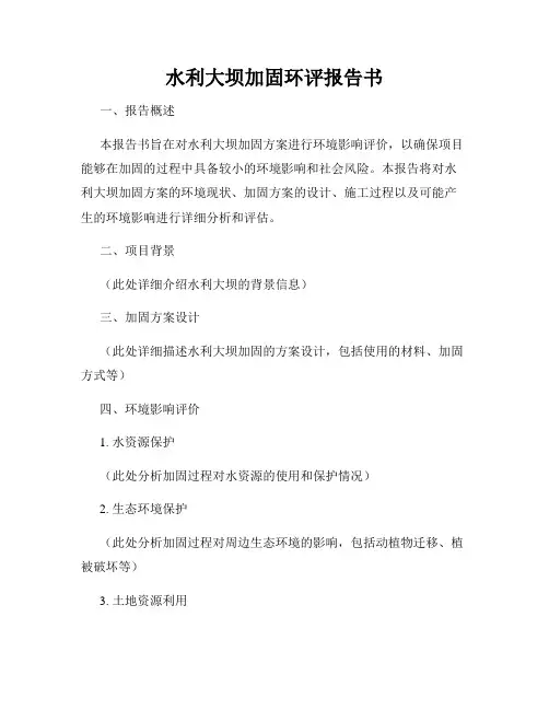 水利大坝加固环评报告书