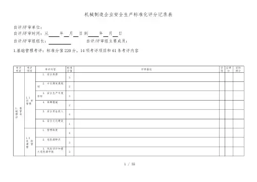 机械制造企业评审记录表(详细)