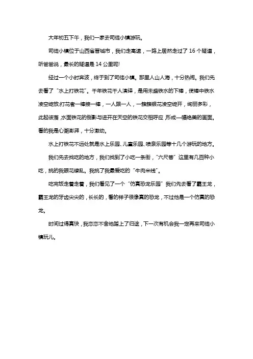 晋城市司徒小镇过年作文