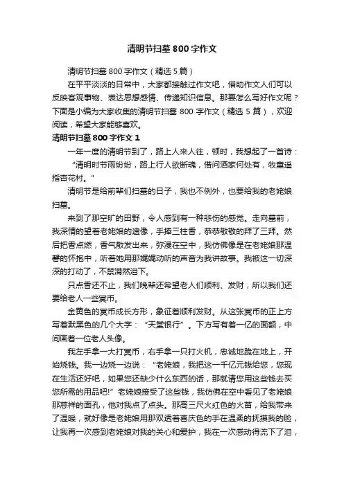 清明节扫墓800字作文（精选5篇）