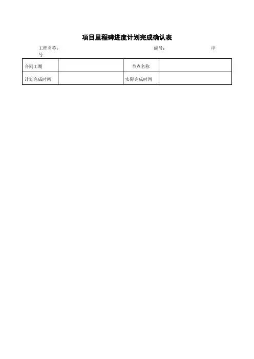项目里程碑进度计划完成确认表(项目施工管理表格)
