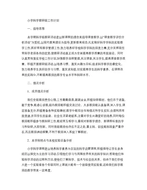 小学科学教研组工作计划(精)