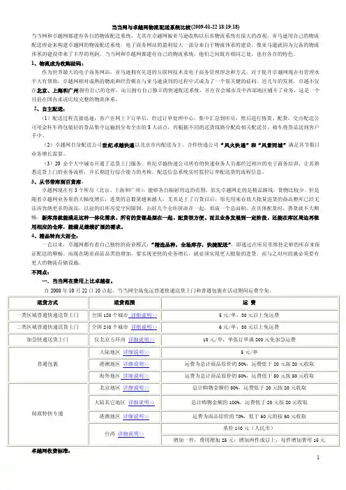 当当和卓越的比较（资料收集）