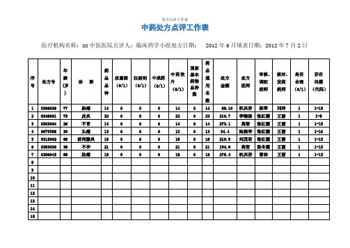 处方点评工作表