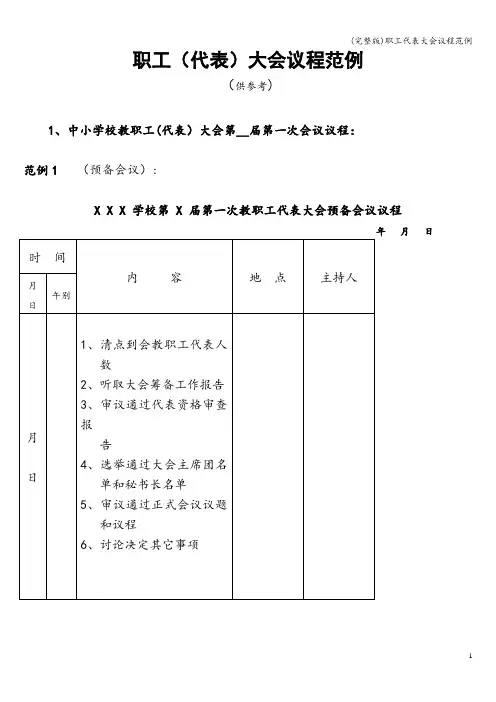 (完整版)职工代表大会议程范例