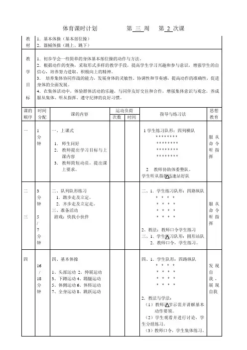 小学体育教案《基本体操(基本部位操)》
