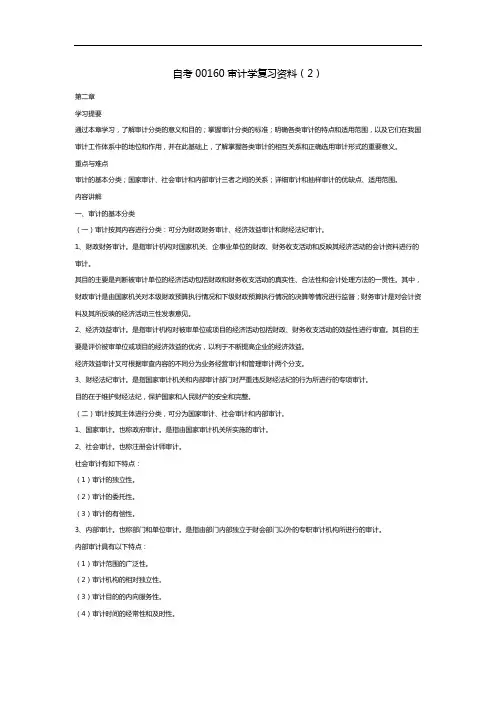 自考00160审计学复习资料(2)