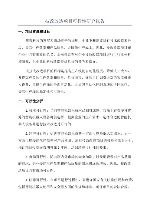 技改改造项目可行性研究报告