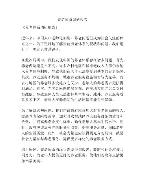 养老体系调研报告