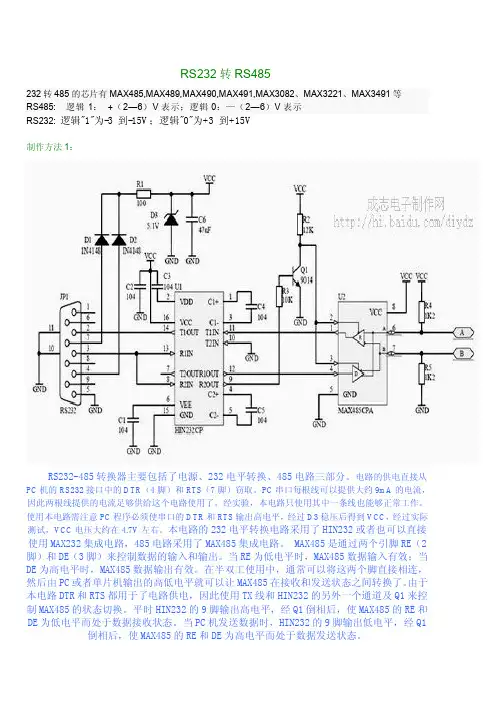 常见的USB、232、485、422的转换电缆制作方法