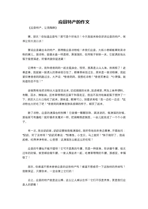 应县特产的作文