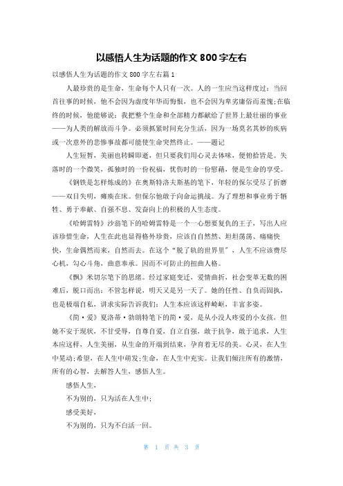 以感悟人生为话题的作文800字左右