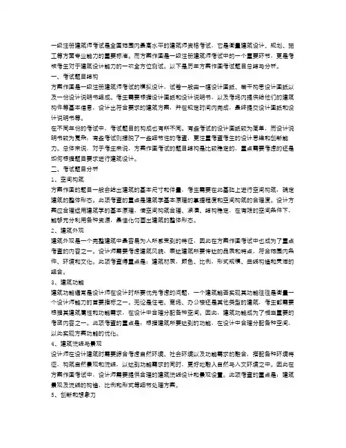 一级注册建筑师考试历年方案作图考试题目总结与分析