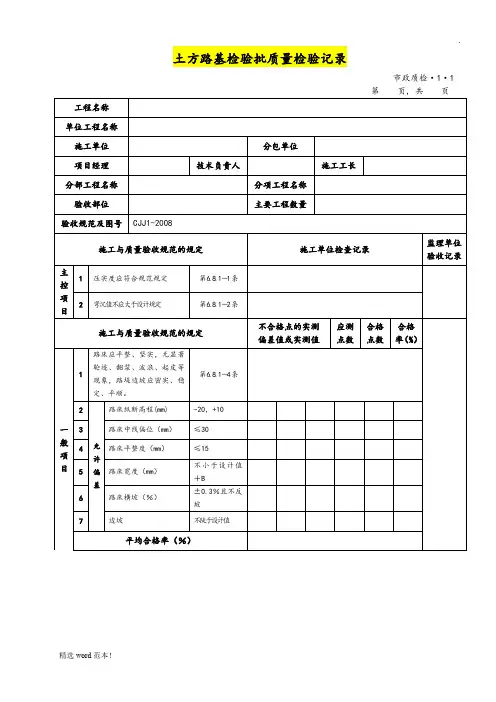 道路工程检验批表格全套