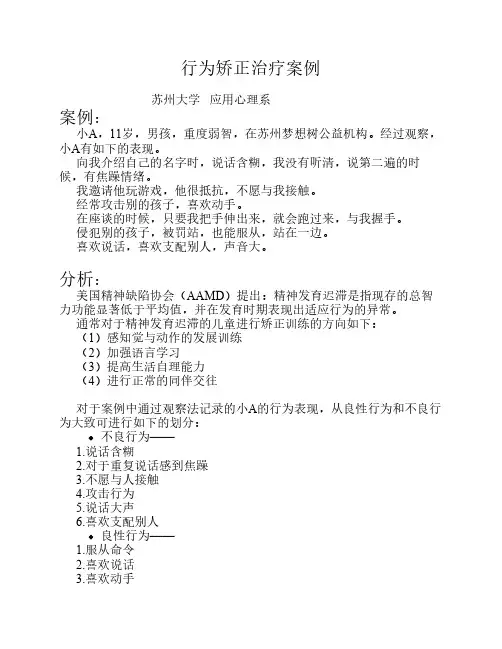 行为矫正治疗案例
