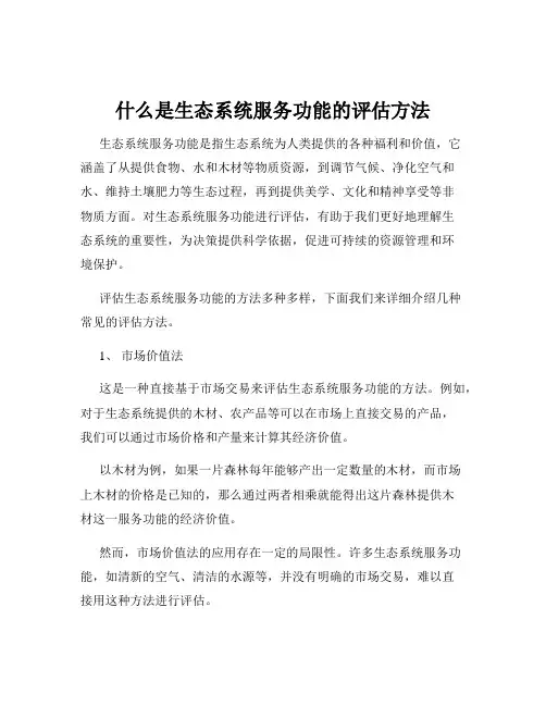 什么是生态系统服务功能的评估方法
