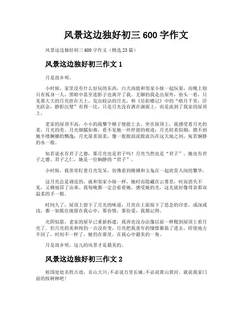 风景这边独好初三600字作文