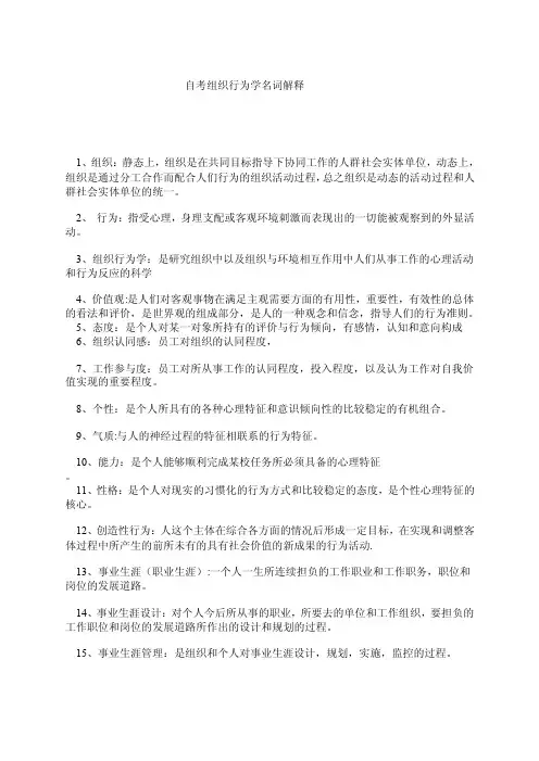 组织行为学重点名词解释