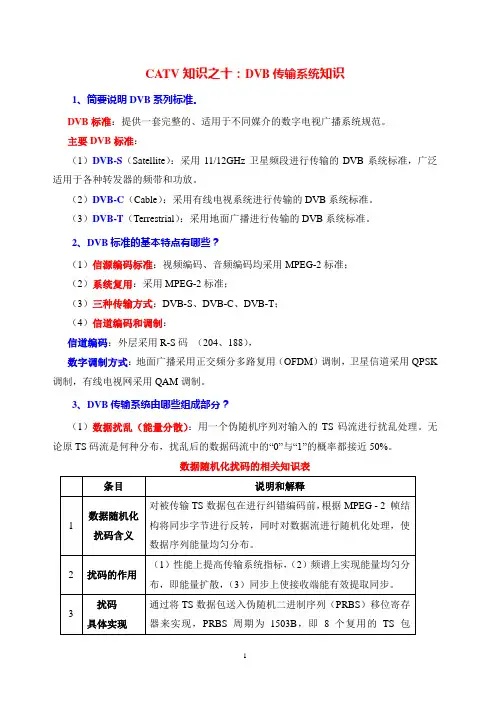 CATV知识之十：DVB传输系统知识