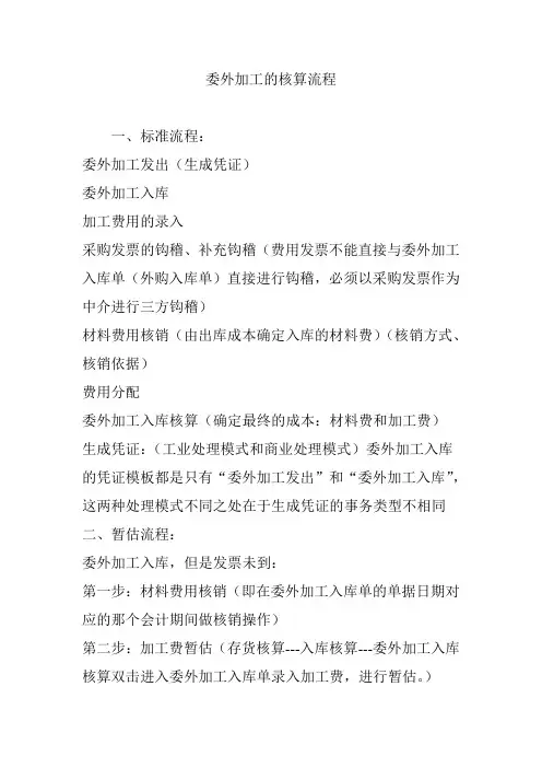 委外加工的核算流程