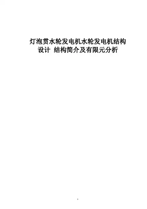 灯泡贯水轮发电机水轮发电机结构设计 结构简介及有限元分析