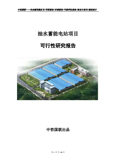 抽水蓄能电站项目可行性研究报告计划书