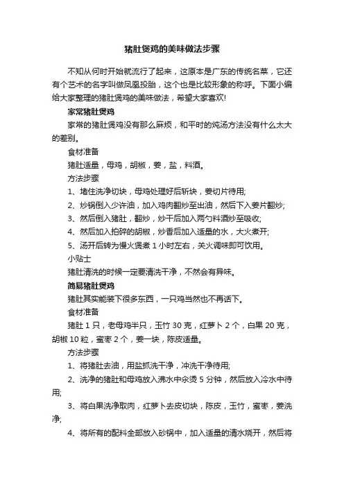 猪肚煲鸡的美味做法步骤