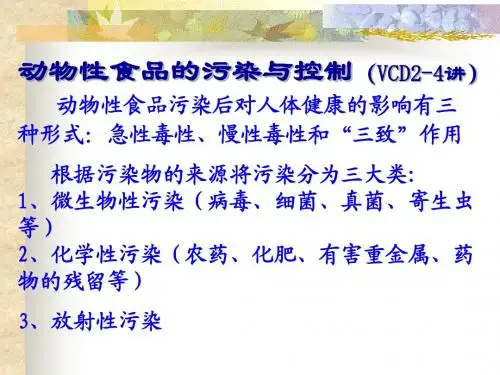 动物性食品的污染与控制