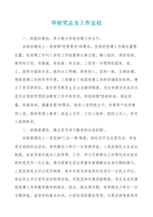 学校党总支工作总结