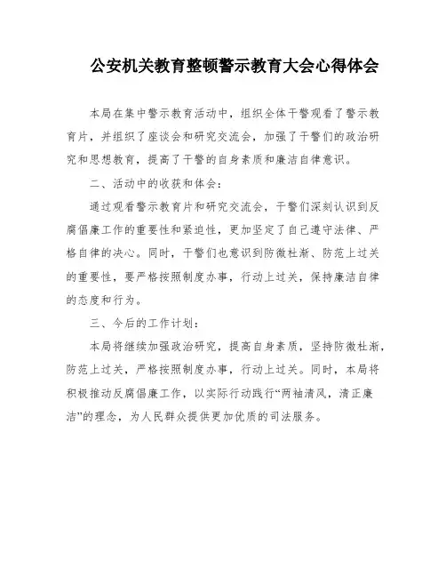 公安机关教育整顿警示教育大会心得体会