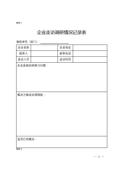 企业走访调研情况记录表【模板】