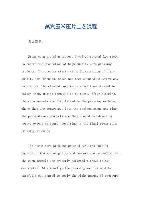 蒸汽玉米压片工艺流程