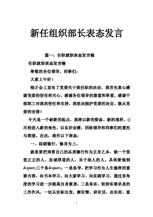 新任组织部长表态发言