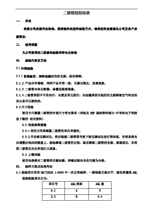 二极管检验标准