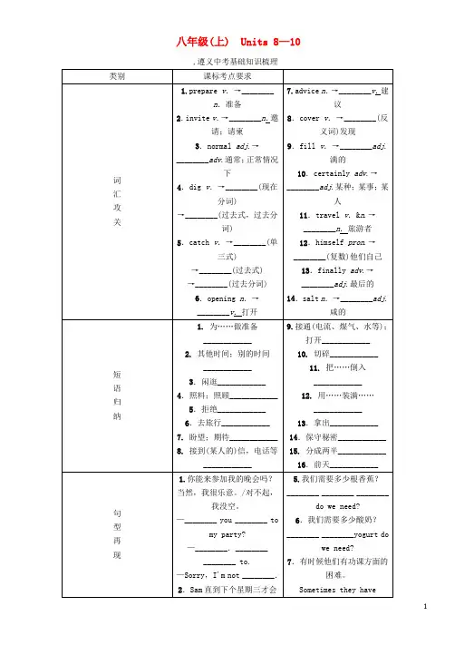 中考命题研究(遵义)中考英语 第一部分 教材知识研究 