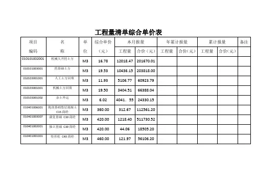 5、6工程量清单综合单价表