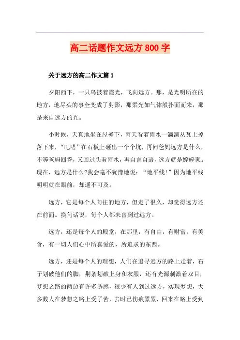 高二话题作文远方800字