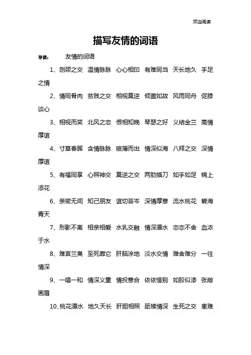 描写友情的词语